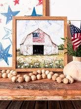 Load image into Gallery viewer, White Barn American Flag Art Print