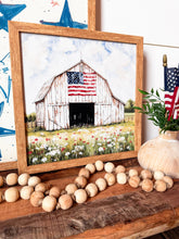 Load image into Gallery viewer, White Barn American Flag Art Print