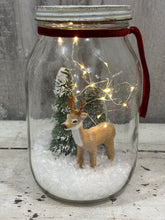 Load image into Gallery viewer, Pickle/Sugar Jar with Deer, Velvet Robbon