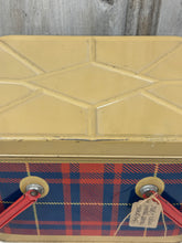 Load image into Gallery viewer, Red + Blue Plaid Metal Picnic Basket
