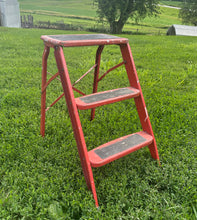 Load image into Gallery viewer, Red Metal Step Stool {LOCAL PICK UP ONLY}
