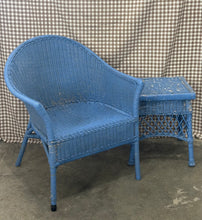 Load image into Gallery viewer, Blue Wicker Chair and Table
