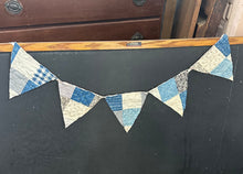 Load image into Gallery viewer, White and Blue Quilt Pennant Garland
