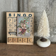 Load image into Gallery viewer, Peace BINGO card + White Door Knob Tree
