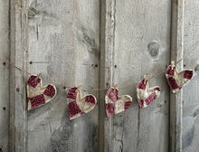 Load image into Gallery viewer, Set 1) Burgundy Quilt Heart Garland
