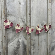 Load image into Gallery viewer, Set 3) Burgundy Quilt Heart Garland
