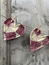 Load image into Gallery viewer, Set 3) Burgundy Quilt Heart Garland
