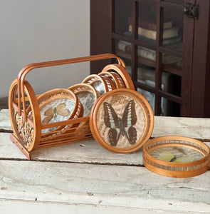 Preserved Butterfly Coasters w/Caddy