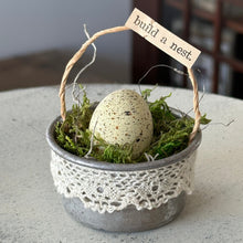 Load image into Gallery viewer, Vintage Tin Cup w/Egg: Build a Nest
