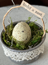 Load image into Gallery viewer, Vintage Tin Cup w/Egg: Build a Nest
