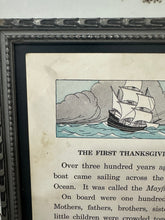 Load image into Gallery viewer, The First Thanksgiving Book Page in Vintage Frame
