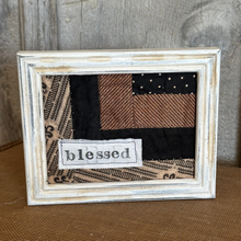 Load image into Gallery viewer, Vintage Quilt Piece in Frame: Blessed
