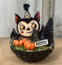 Load image into Gallery viewer, Bat w/Trees + Pumpkins...up to Mischief!
