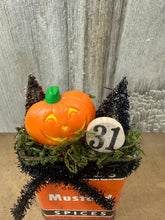 Load image into Gallery viewer, 31 Jack O'Lantern + Trees in Mustard Tin
