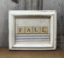 Load image into Gallery viewer, Fall Letters on Old Feed Sac {white frame}
