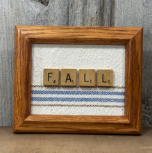 Load image into Gallery viewer, Fall Letters on Old Feed Sac {oak frame}
