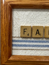 Load image into Gallery viewer, Fall Letters on Old Feed Sac {oak frame}
