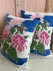 Pink + Blue Tablecloth Pillow 2