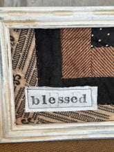 Load image into Gallery viewer, Vintage Quilt Piece in Frame: Blessed
