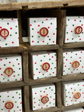 Load image into Gallery viewer, Holiday Dot + Bingo Pieces in 7 Up Crate Calendar
