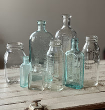 Load image into Gallery viewer, Turquoise + Clear Bottles, Set of Eight
