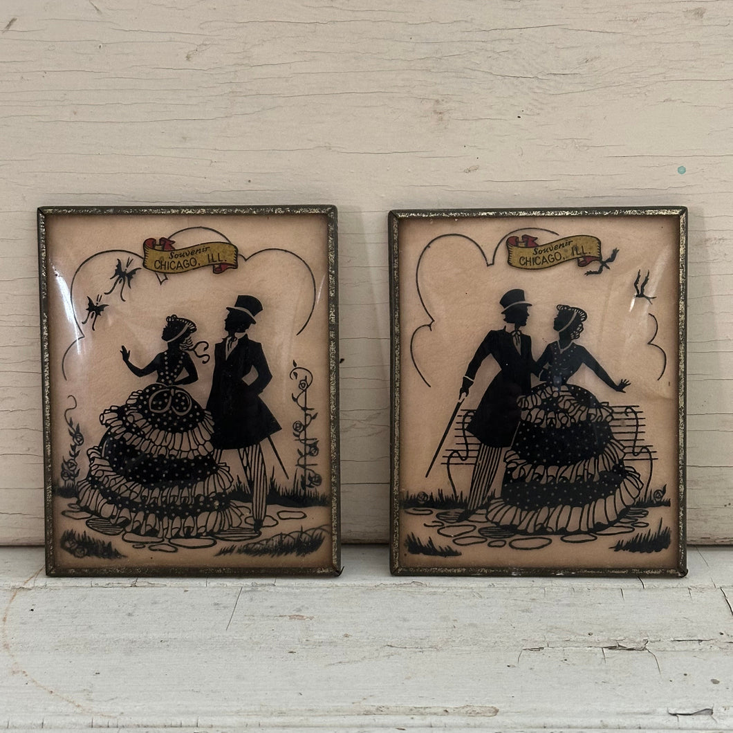 1920's Chicago Souvenir Silhouettes, Set of Two