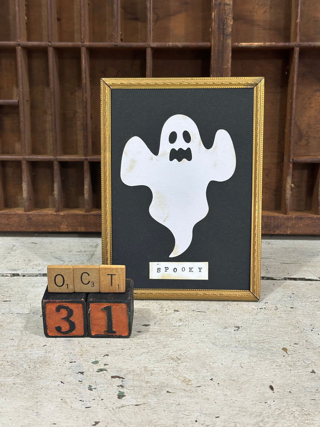 Spooky Ghost in Gold Frame
