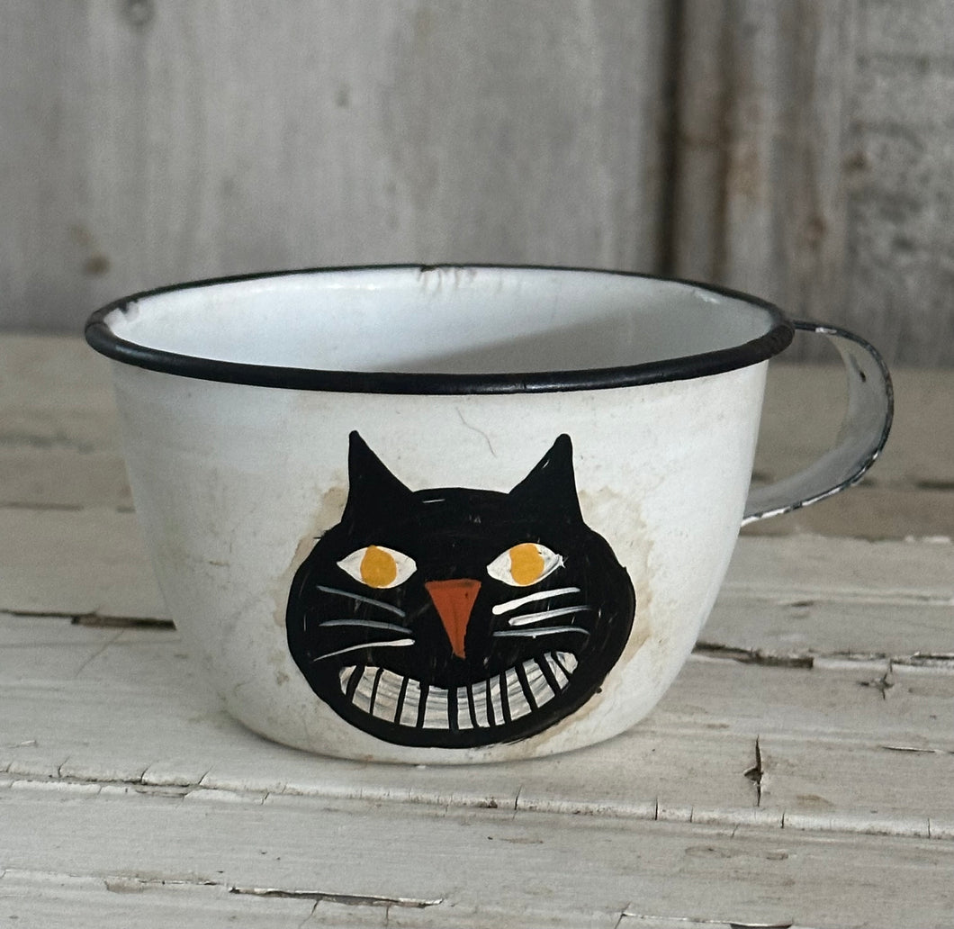 Black Cat on White Cup