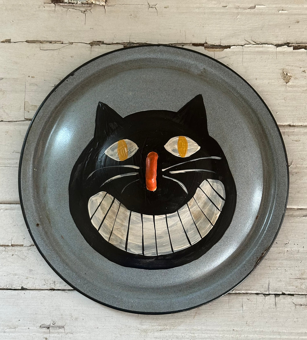 Jack O'Lid 11} Black Cat on Blue-Grey Lid