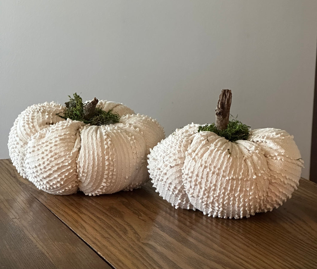 Pumpkin Set 2) Big White Chenille Set of 2