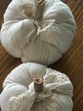 Load image into Gallery viewer, Pumpkin Set 4) White Fabric with Lace Ties
