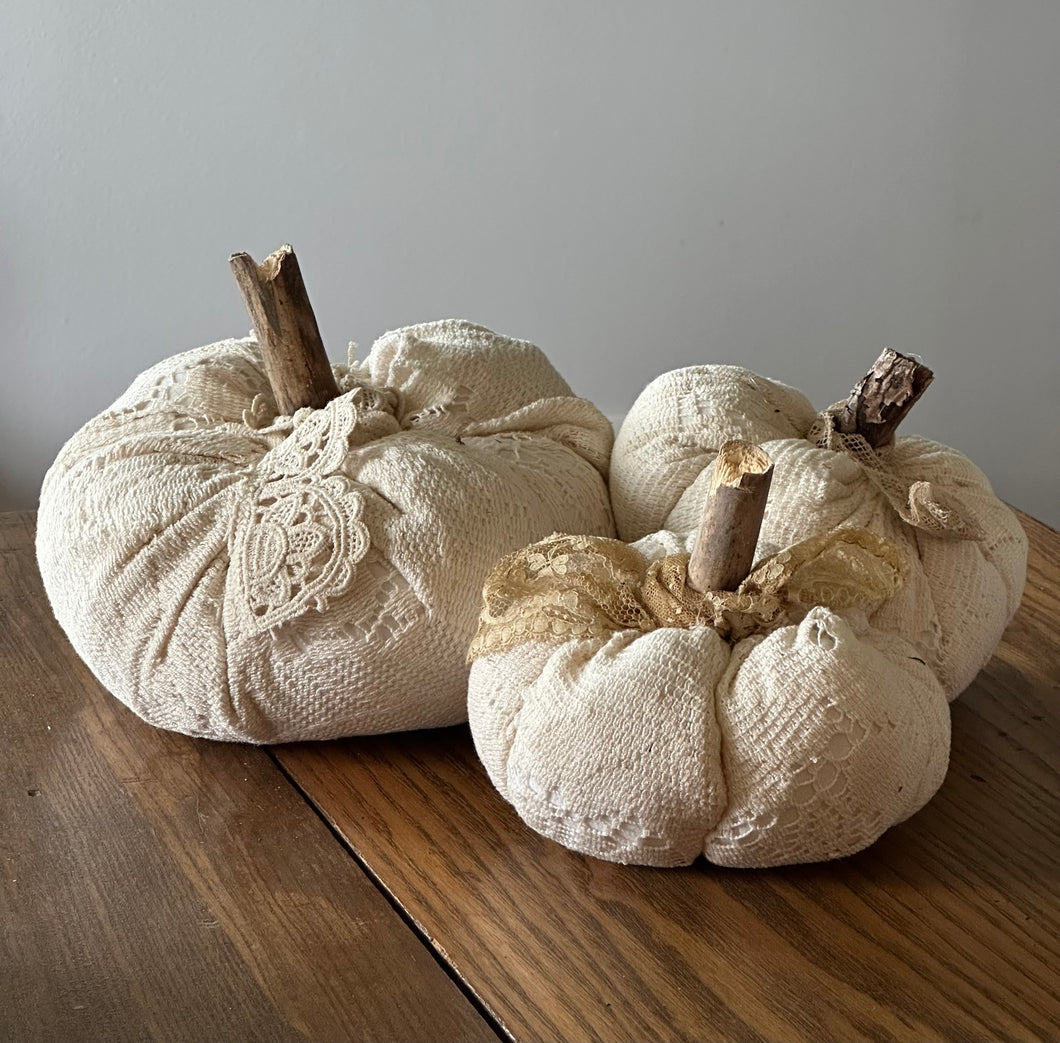 Pumpkin Set 6) Lace + Lace Trim Set of 3
