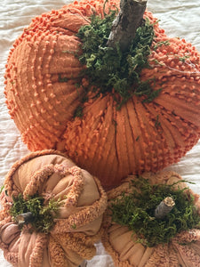 Pumpkin Set 9) Orange Chenille Set of 3