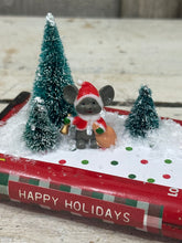 Load image into Gallery viewer, Mouse + Trees on Tobacco Tin {Happy Holidays}
