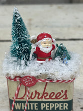 Load image into Gallery viewer, White Pepper Tin w/Santa + Trees

