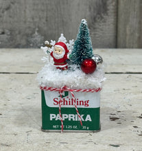 Load image into Gallery viewer, Paprika Tin w/Santa + Tree, Snowflake
