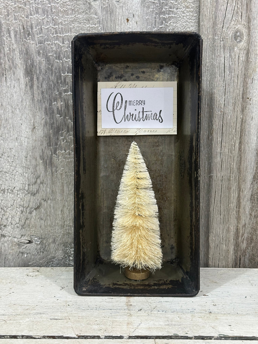 Loaf Pan w/white Tree, Merry Christmas