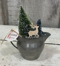Load image into Gallery viewer, Silver Pot w/Deer, Tree, Greenery

