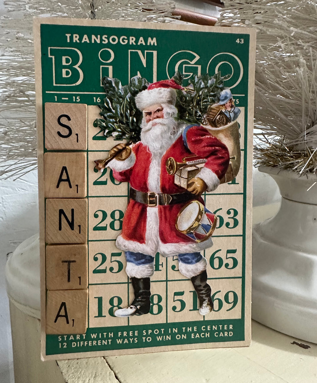 8} Santa Scrabble Green Bingo Card