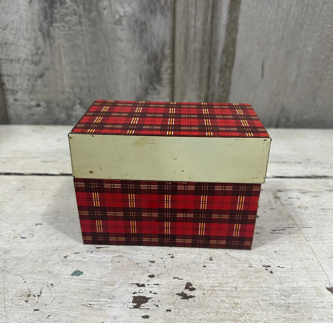 Plaid Metal Recipe Box