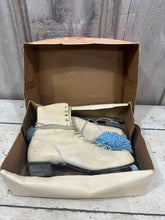 Load image into Gallery viewer, White Skates w/Blue Poms
