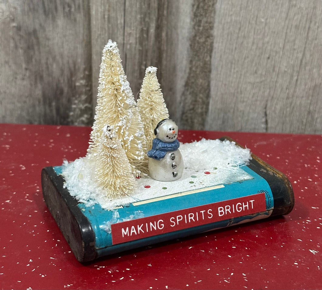 Snowman on Tobacco Tin {Making Spirits Bright}