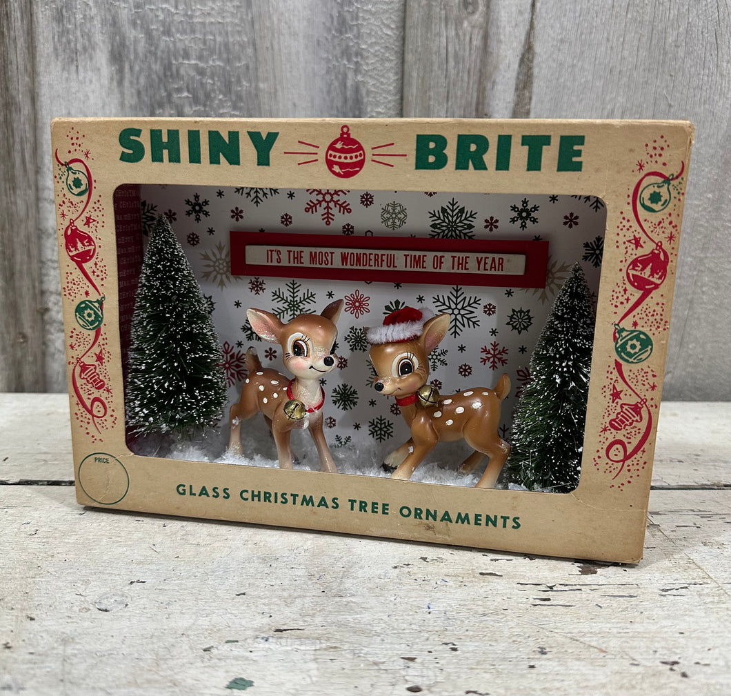 Shiny Brite Box w/Deer + Trees, Most Wonderful Time of the Year