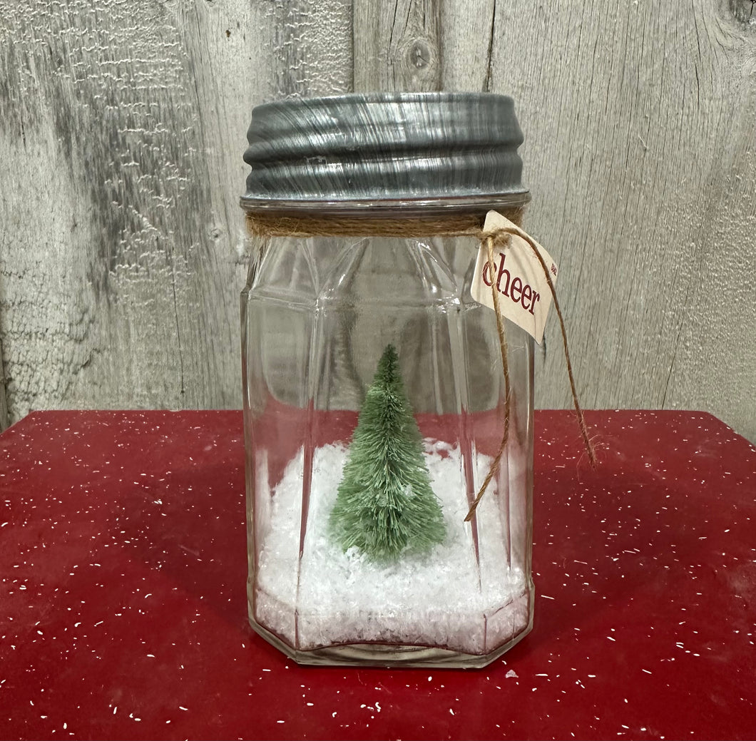 Geometric Shaped Jar w/Green Tree, NO lights