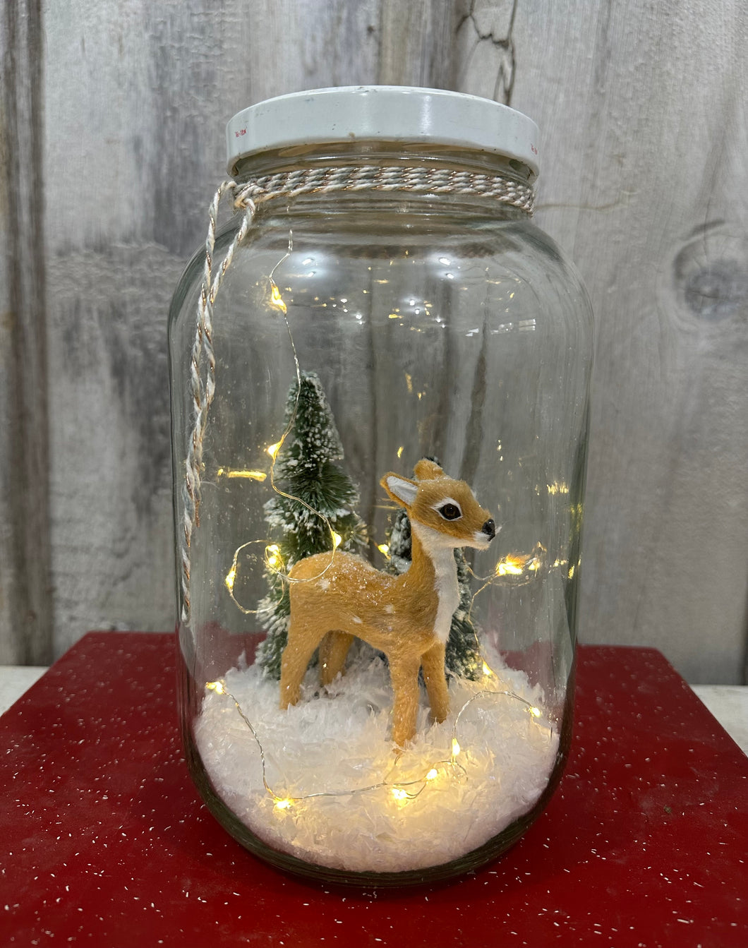 Pickle/Sugar Jar with Deer, Two Trees