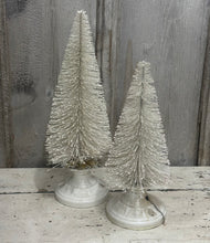 Load image into Gallery viewer, Set of 2 White Trees in Vintage Light Fixture Pieces [LOCAL PICK UP ONLY]
