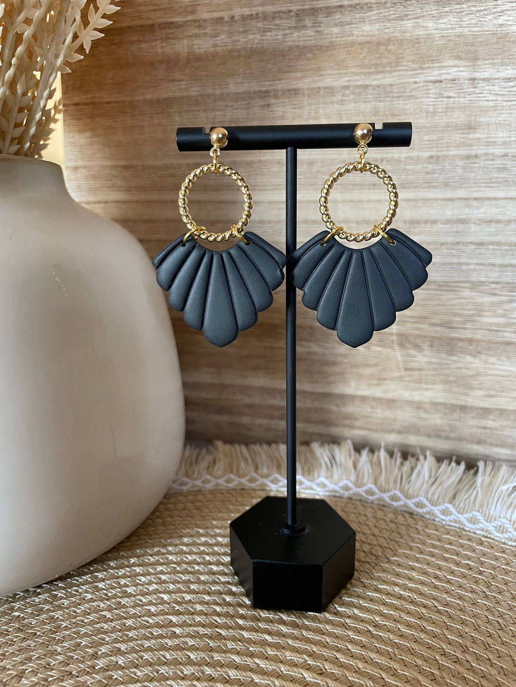 Greta | Black | Clay Earrings