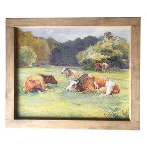 Cows In Pasture Framed Canvas {LOCAL PICK UP ONLY}