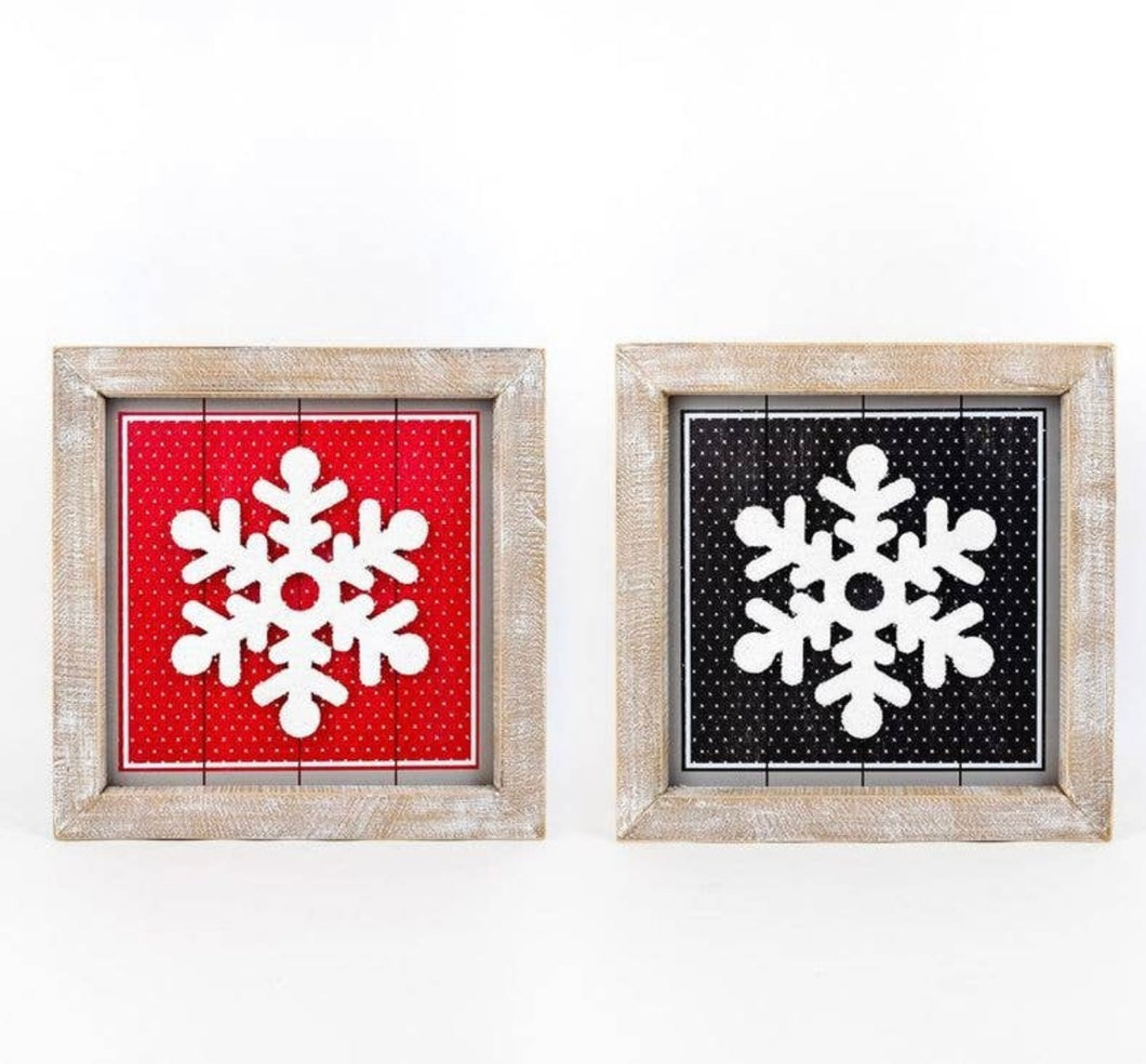 Reversible Red & Black Snowflake sign
