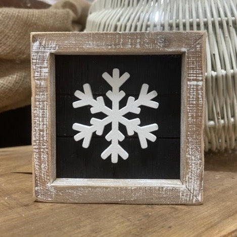 Mini Wood Framed Shiplap w/Snowflake